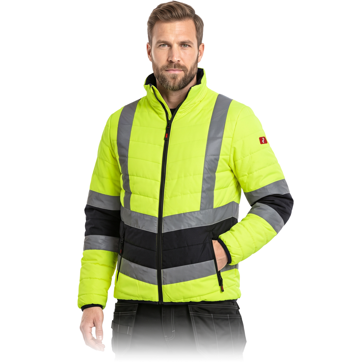 Vyriška pašiltinta Hi-Vis darbo striukė VIZION, su šviesą atspindinčiomis juostomis