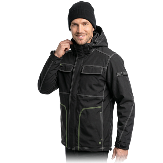 Vyriška 3-jų sluoksnių Softshell darbo striukė ORKAN BLACK