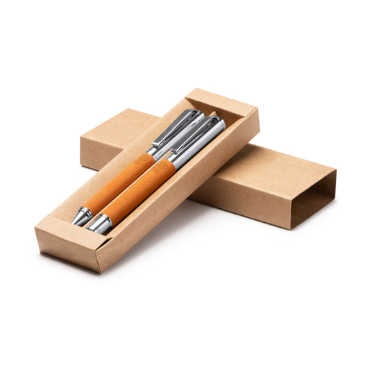 TOMBOL ballpoint pen and mechanical pencil set, with embossed leather details