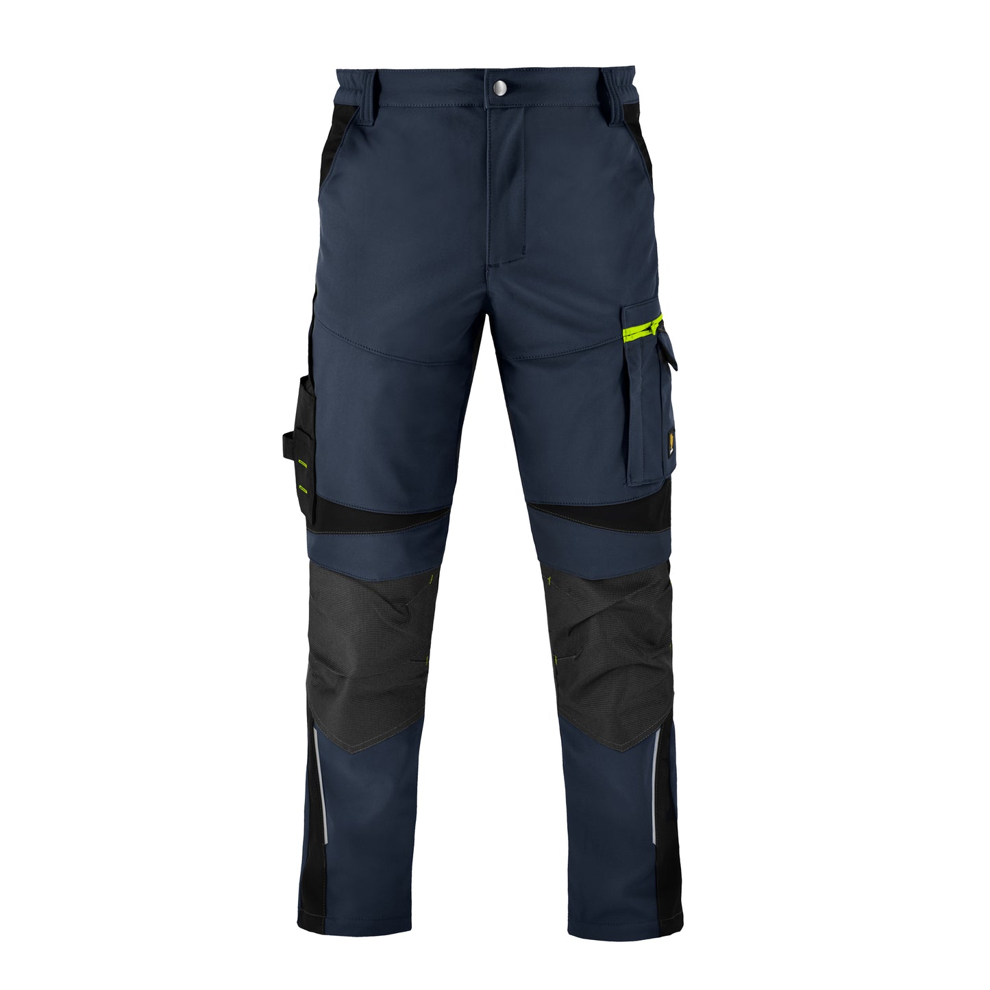 POWER FLEX elastic softshell trousers for work in cooler weather, blue