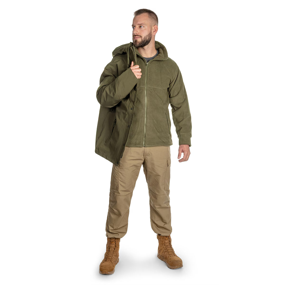 Striukė drėgnam orui Mil-Tec Ranger Green Wet Weather Gen.II, su išsegamu flisiniu pamušalu