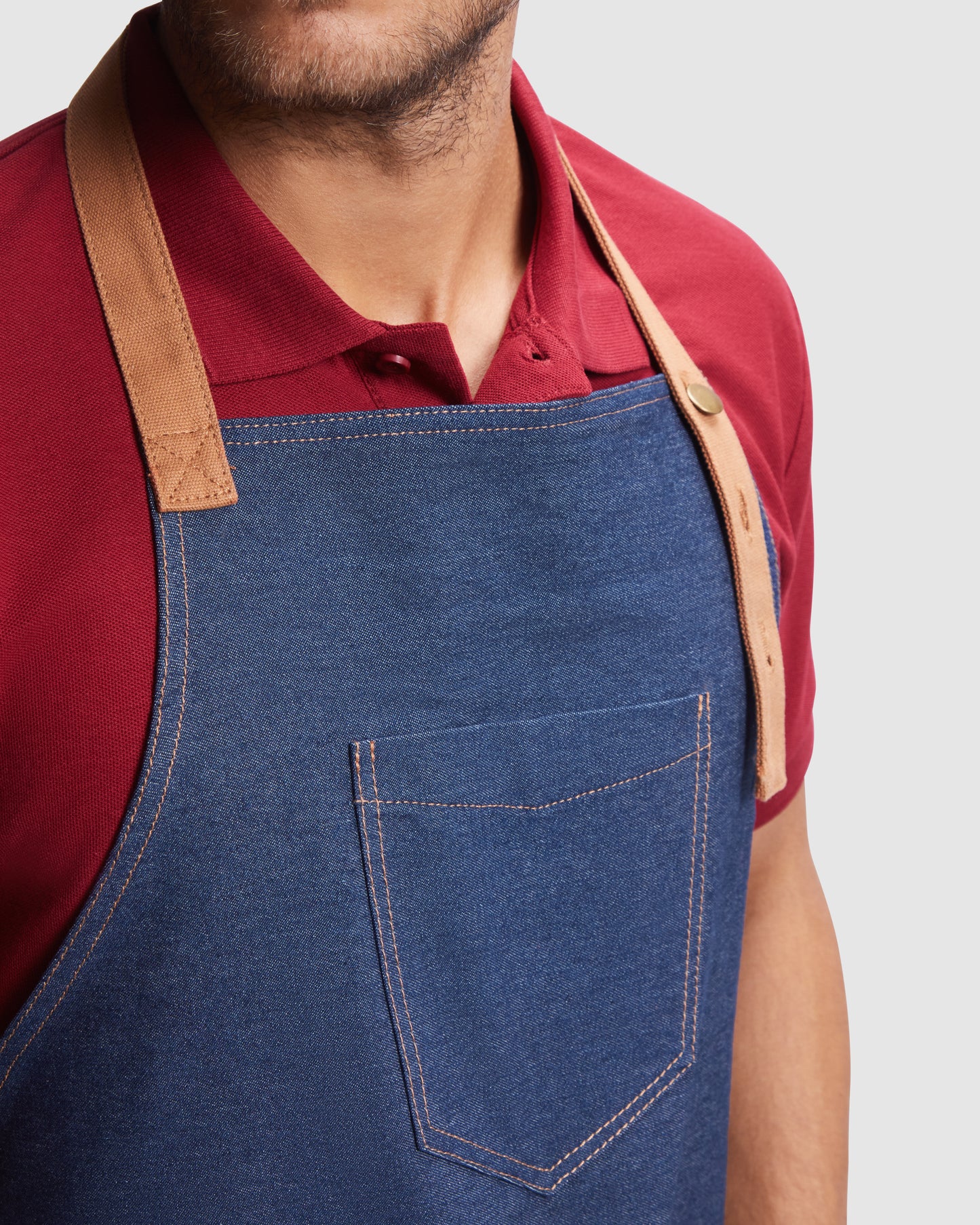 Long denim apron BATALI 98x92 cm, with pockets