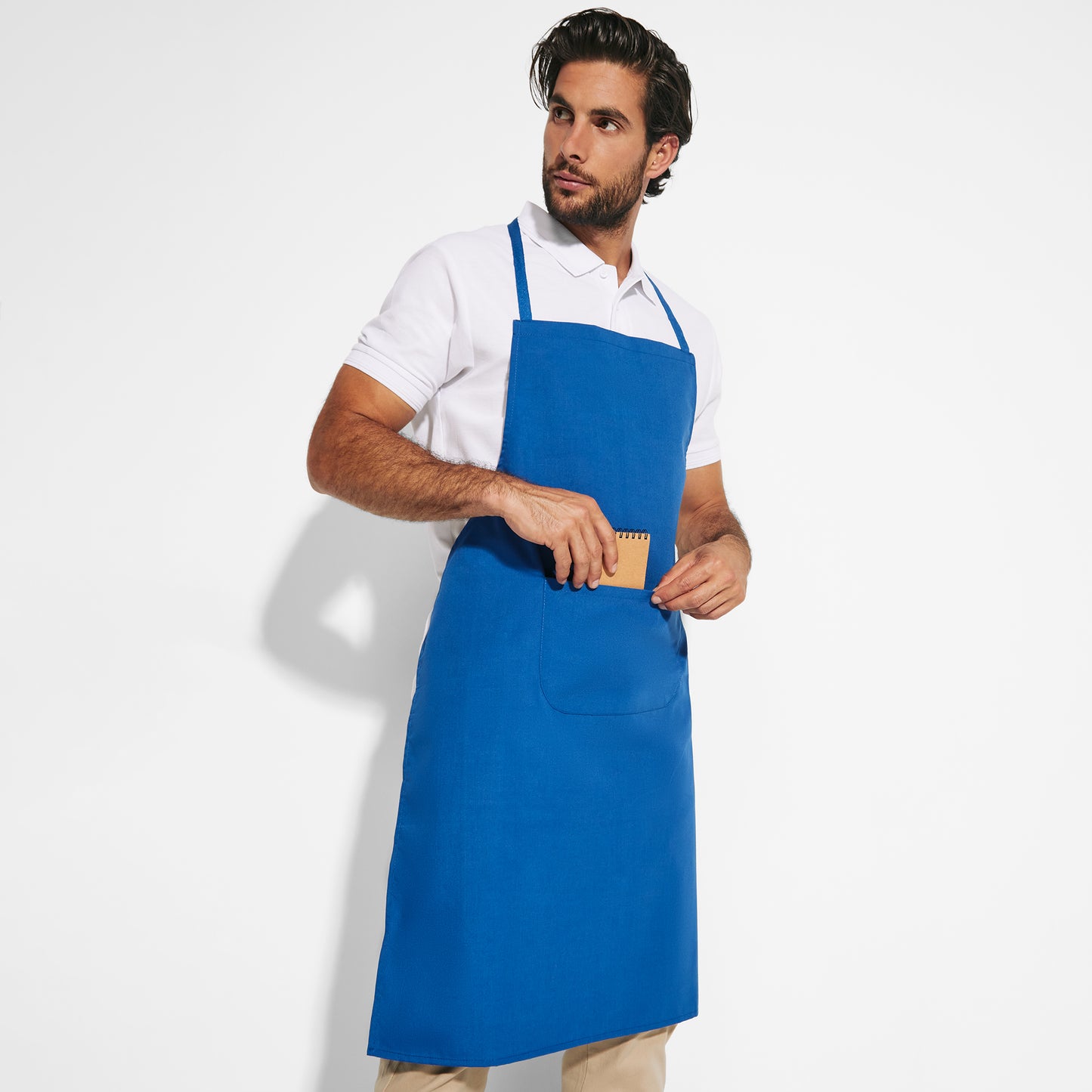 Long apron DUCASE 90 cm x 65 cm, with double front pocket (various colors)