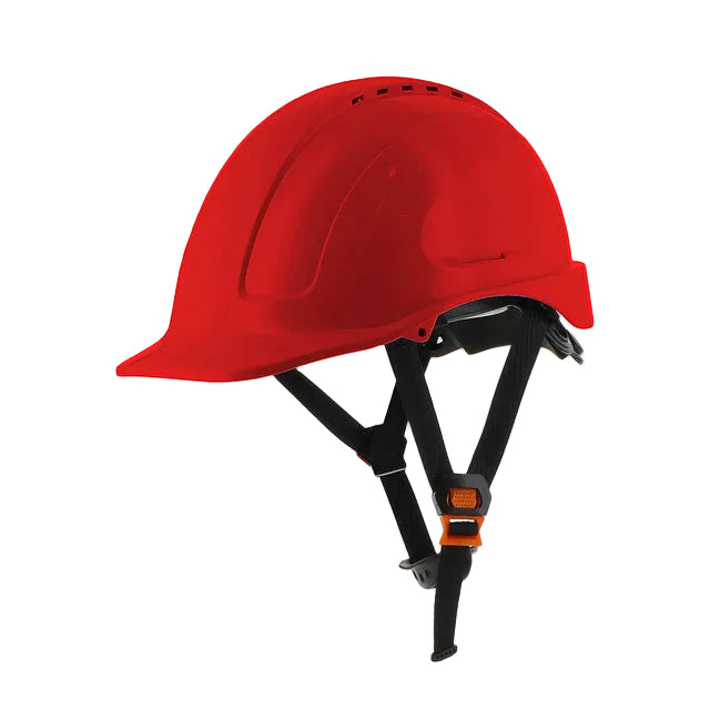 Apsauginis Šalmas AJUSCO CHINSTRAP, su 6-ių taškų dirželiu, raudonos spalvos