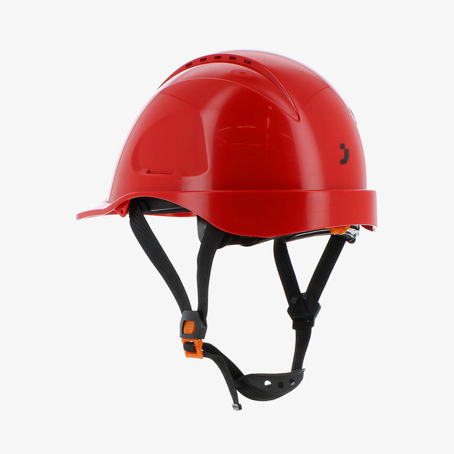 Apsauginis Šalmas AJUSCO CHINSTRAP, su 6-ių taškų dirželiu, raudonos spalvos