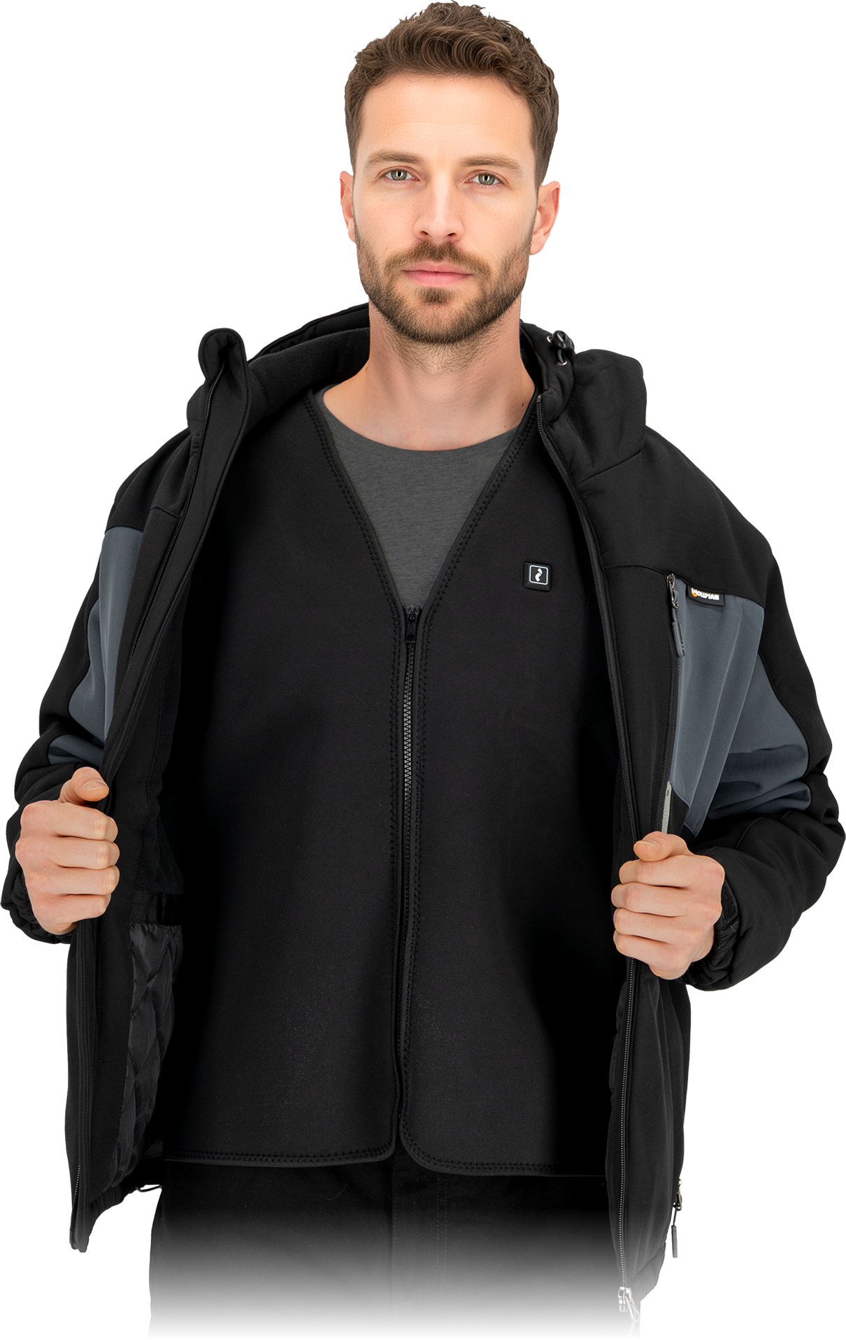 Šildoma liemenė ANVIK, su šildomomis panelėmis, kurios prijungiamos USB jungtimi prie Powerbank