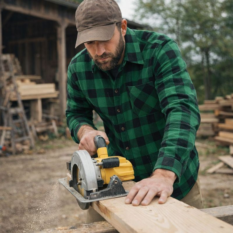 Flaneliniai marškiniai ilgomis rankovėmis FLANNEL GREEN, žaliai juodos spalvos