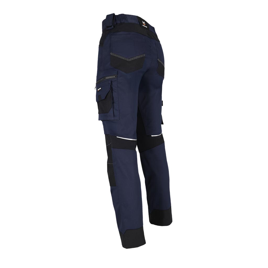 Darbo kelnės FACTOR, su elastanu ir Cordura sustiprinimais, mėlynos spalvos