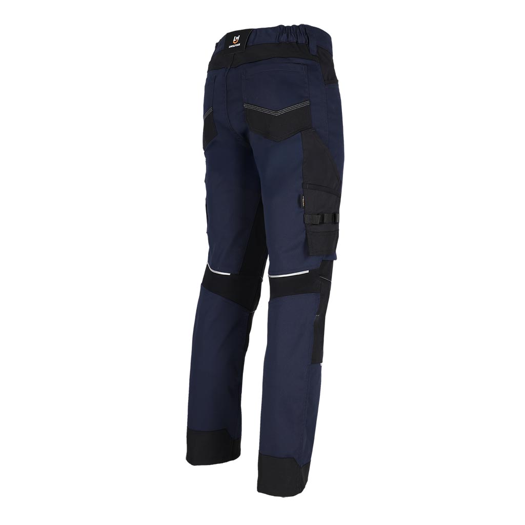 Darbo kelnės FACTOR, su elastanu ir Cordura sustiprinimais, mėlynos spalvos