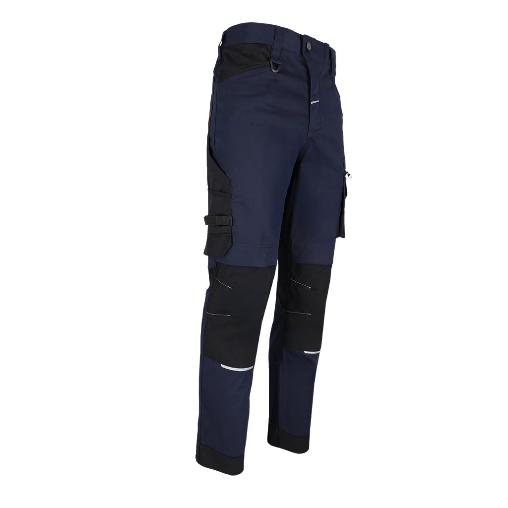 Darbo kelnės FACTOR, su elastanu ir Cordura sustiprinimais, mėlynos spalvos