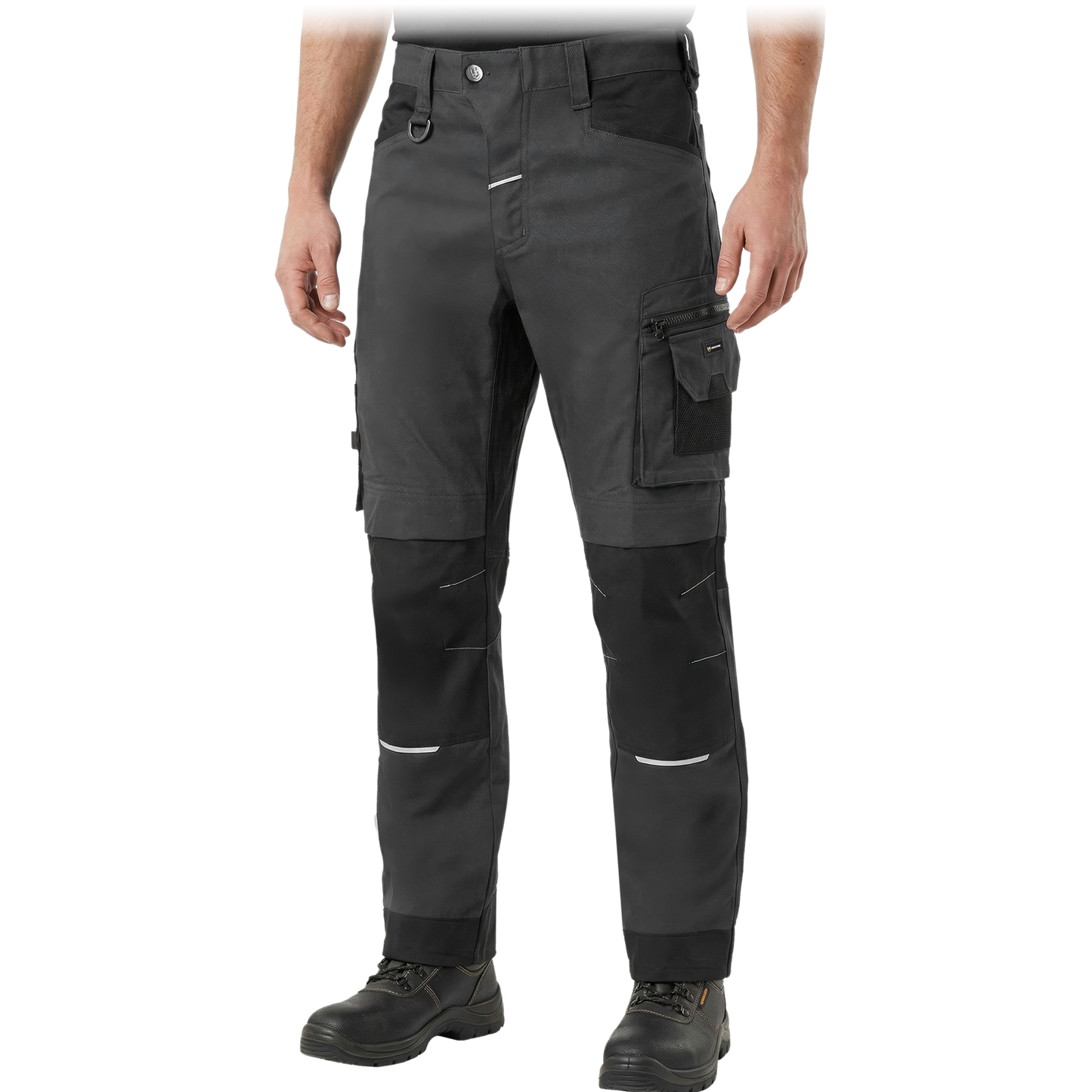 Darbo kelnės FACTOR, su elastanu ir Cordura sustiprinimais, pilkos spalvos