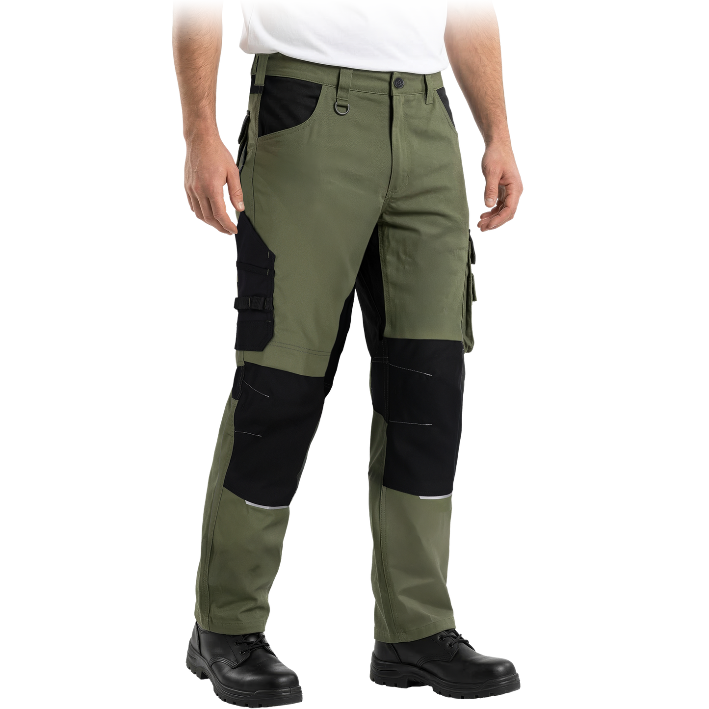 Darbo kelnės FACTOR, su elastanu ir Cordura sustiprinimais, khaki spalvos