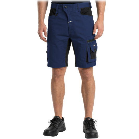 Darbo šortai FACTOR su elastanu ir Cordura sustiprinimais, plyšimui ir trinčiai atspari medžiaga, mėlynos spalvos