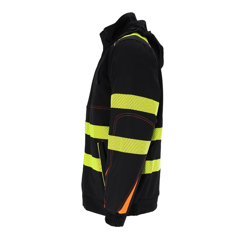 3-jų sluoksnių softshell audinio žieminė darbo striukė IROCO, su kapišonu ir šviesą atspindinčiomis juostomis