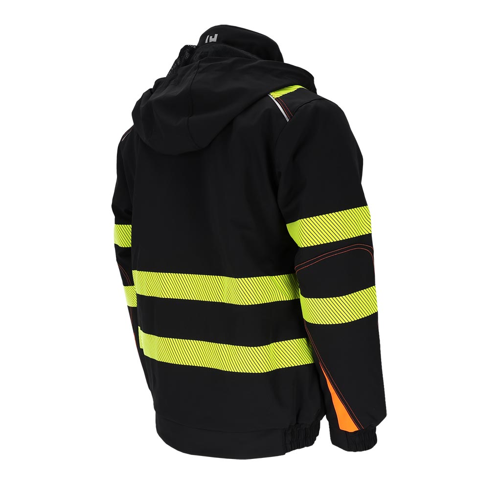 3-jų sluoksnių softshell audinio žieminė darbo striukė IROCO, su kapišonu ir šviesą atspindinčiomis juostomis