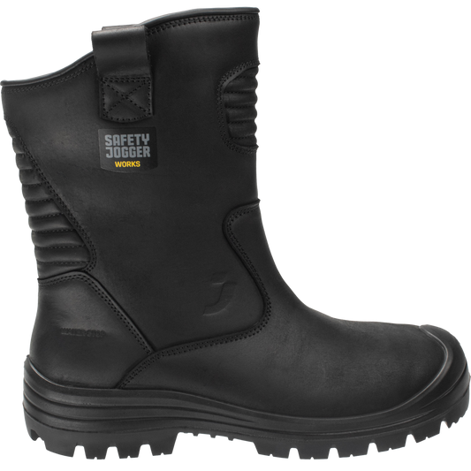 Pilnai odiniai apsauginiai darbo batai su guminiu padu MAYON S3S, juodos spalvos