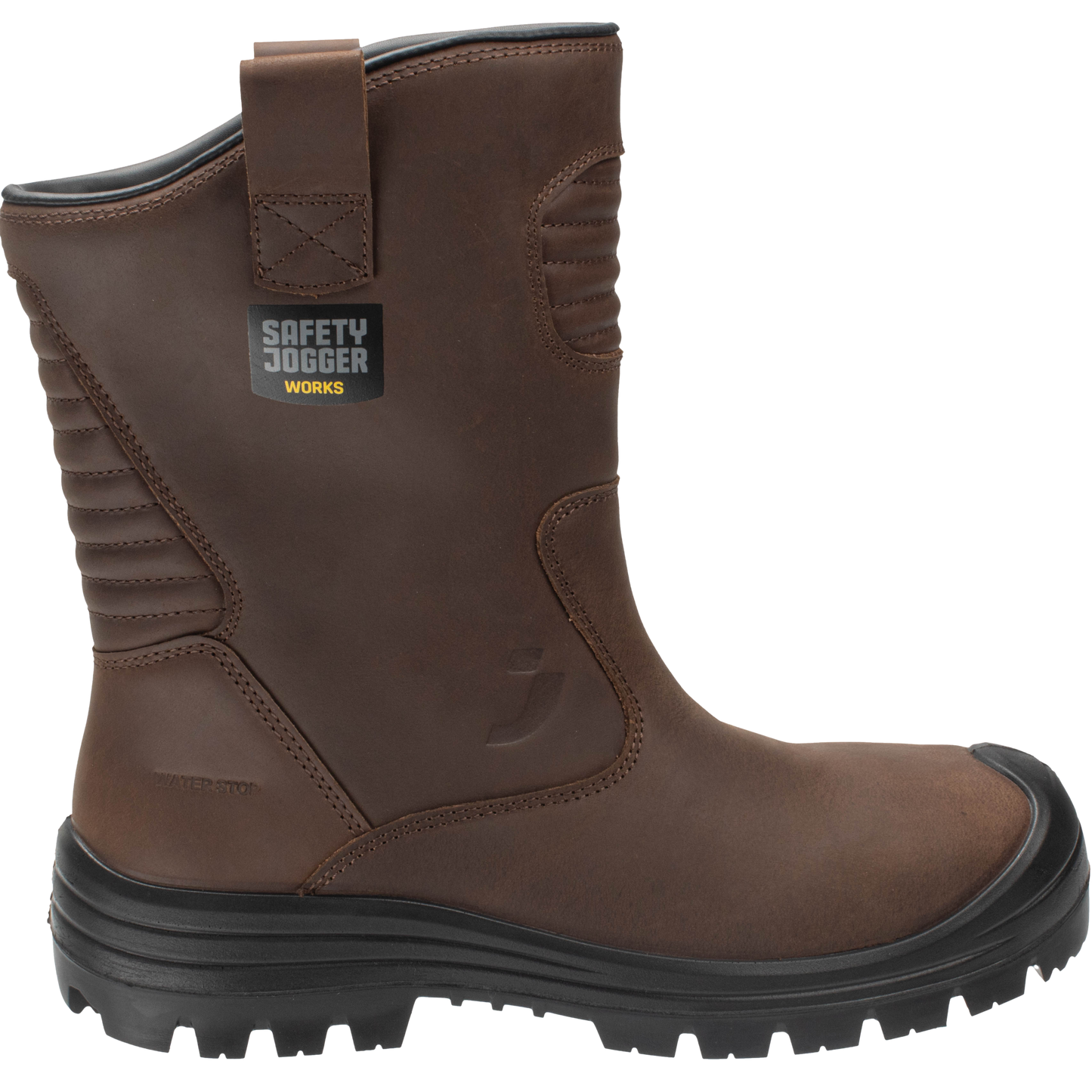 Pilnai odiniai apsauginiai darbo batai su guminiu padu MAYON S3S, rudos spalvos