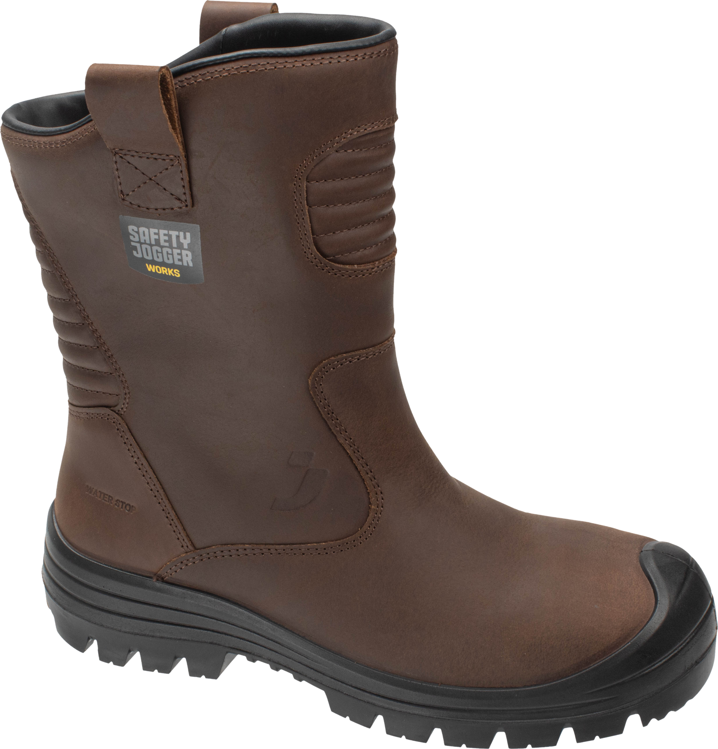 Pilnai odiniai apsauginiai darbo batai su guminiu padu MAYON S3S, rudos spalvos