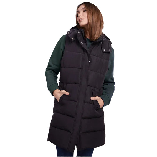 Itin patogi ir šilta moteriška liemenė su nusegamu kapišonu REINE, juodos spalvos