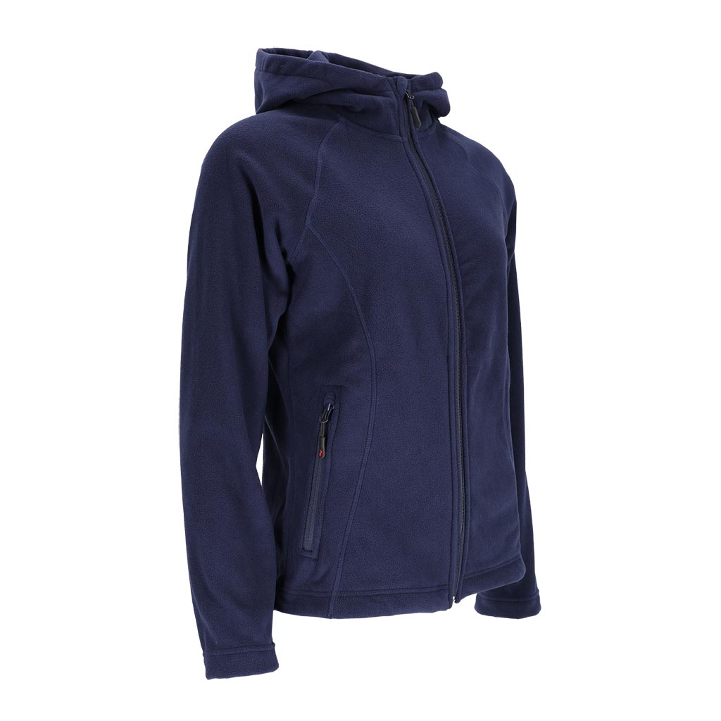 Minkštas, šiltas ir patogus moteriškas flisinis džemperis POLAR LADY, su gobtuvus, mėlynos spalvos