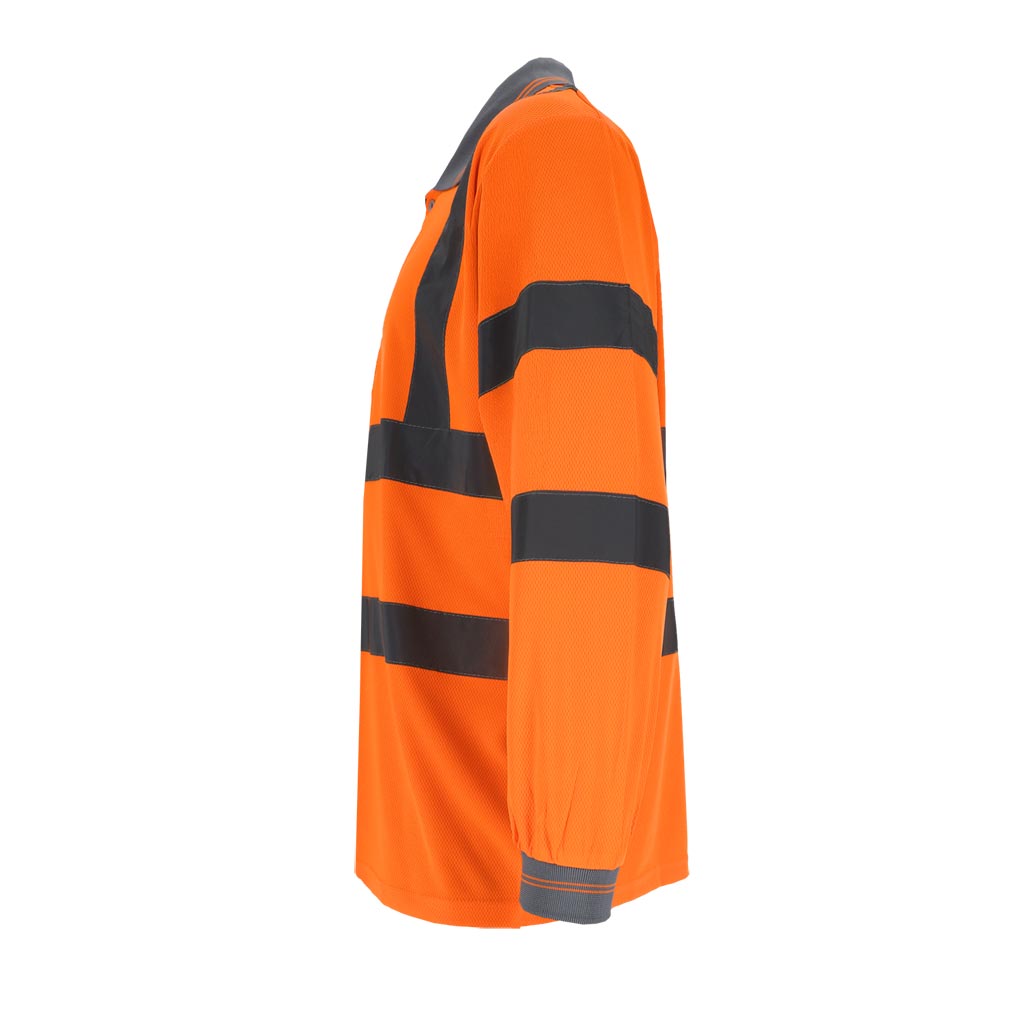 Polo signaliniai marškinėliai ilgomis rankovėmis FLUO, oranžinės spalvos
