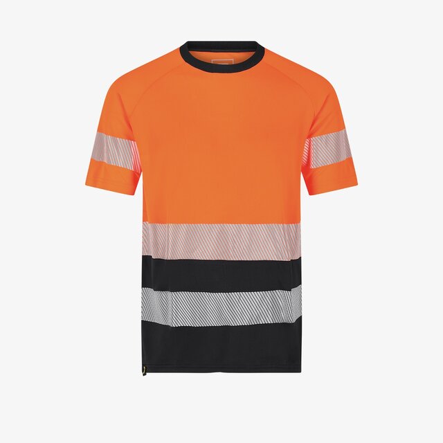 Hi-Vis marškinėliai SCUTI, kvėpuojantys, lengvi ir itin matomi, oranžinė su juoda spalva
