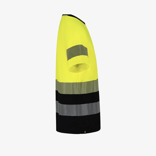 Hi-Vis marškinėliai SCUTI, kvėpuojantys, lengvi ir itin matomi, Geltona su juoda spalva