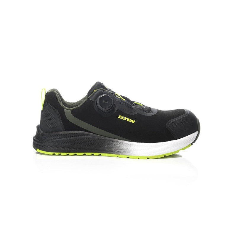 Batai ELTEN Leevi XXNF BOA Black-Lime Low ESD S3S, su BOA® užsegimu, juodi
