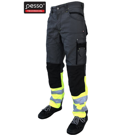 Darbo kelnės Pesso Canvas HI-VIS, pilkos