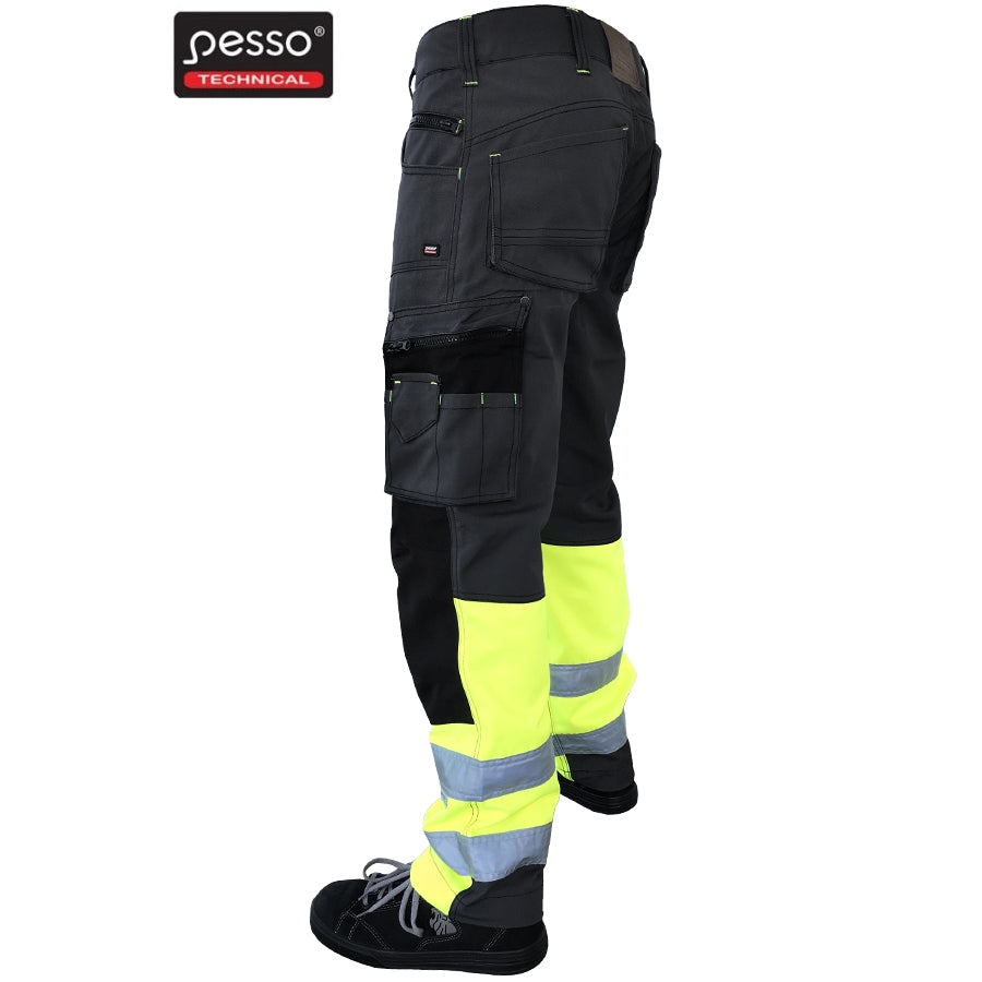 Darbo kelnės Pesso Canvas HI-VIS, pilkos