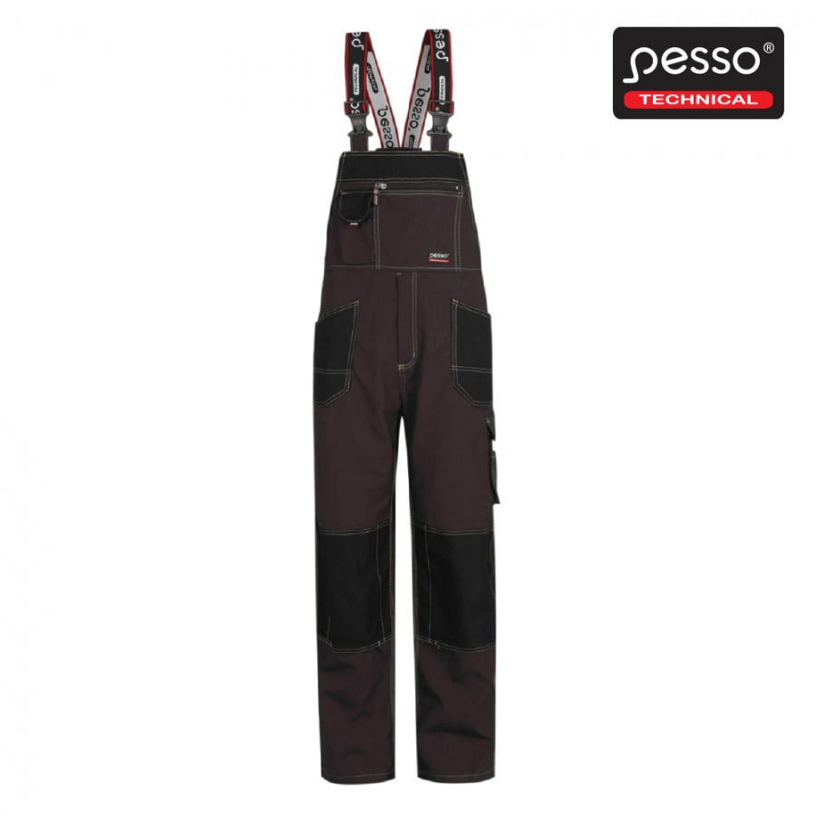 Elastingas puskombinezonis PESSO CANVAS TWILL DPRD, tamsiai rudos spalvos