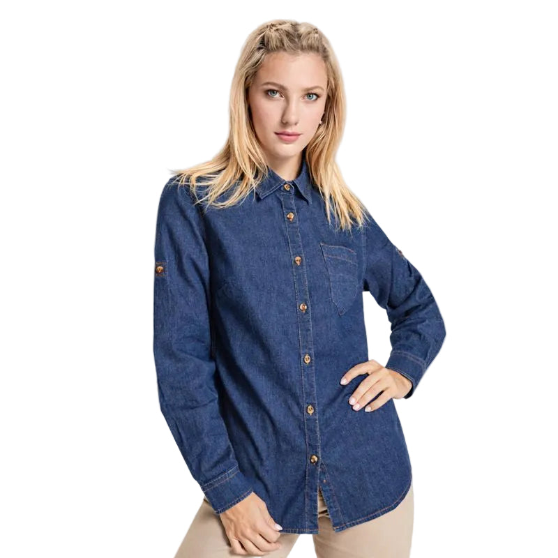 džinsiniai marškiniai moteriški darbui