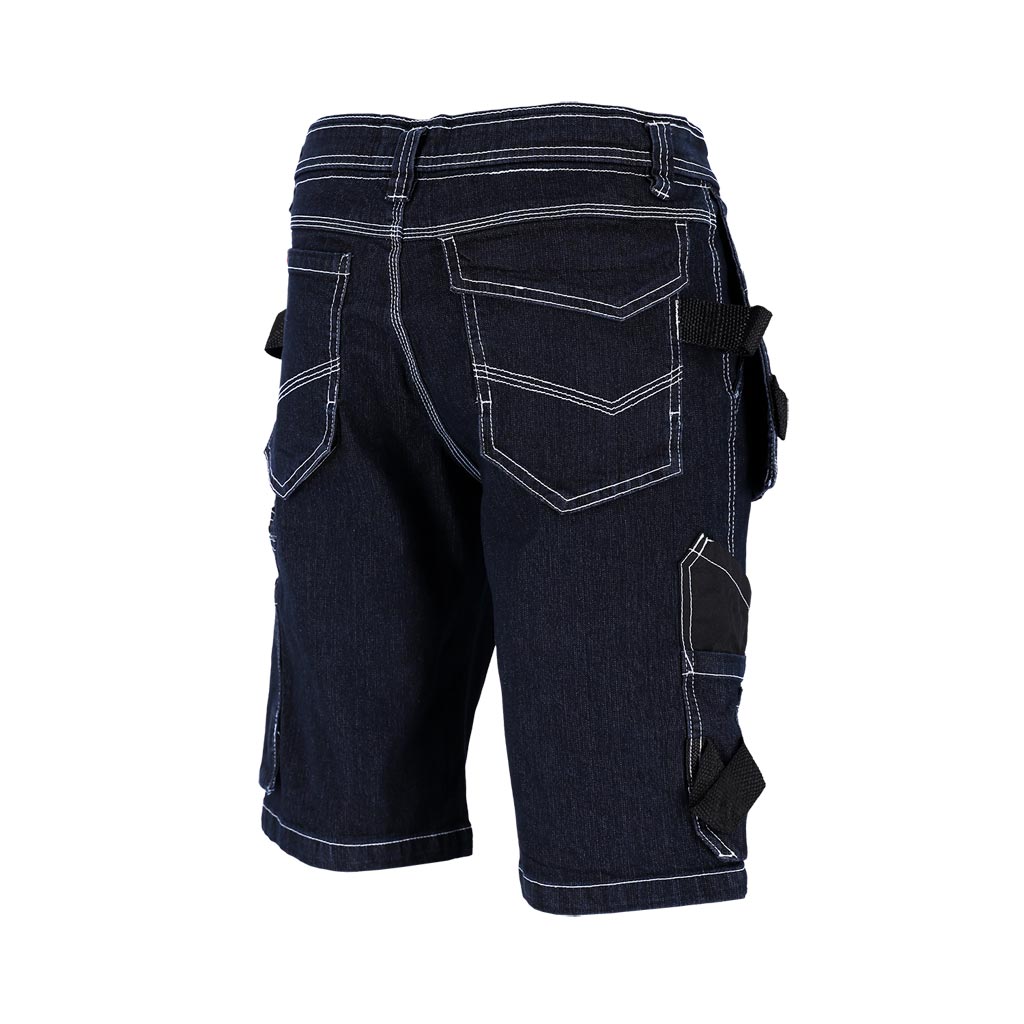Elastingi ir funkcionalūs džinsiniai darbo šortai JEANS, su papildomomis kišenėmis