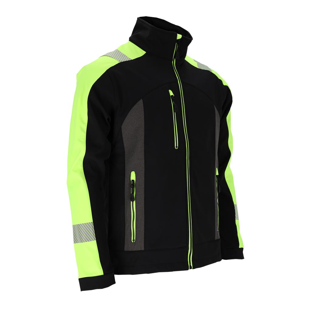 Softshell vysiška striukė SHELL-VIS, su šviesą atspindinčiomis juostomis