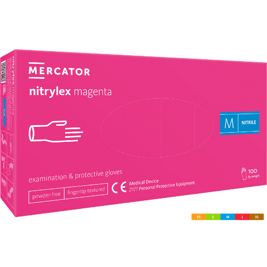 Nitrilinės pirštinės be pudros NITRYLEX® MAGENTA (100 vnt.)
