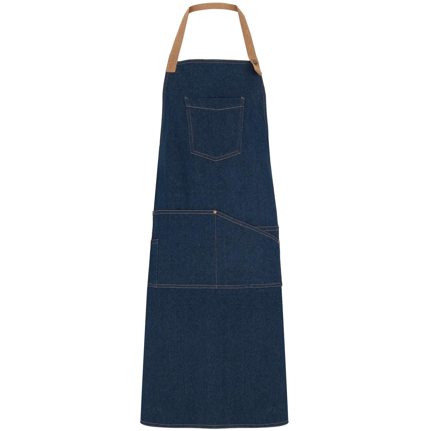 Long denim apron BATALI 98x92 cm, with pockets