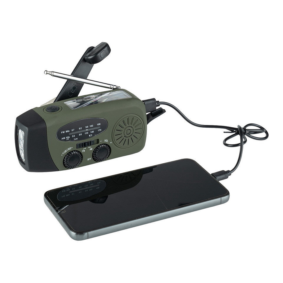 Išgyvenimo radijas Fosco Industries, su saulės baterija ir generatoriumi, 464600