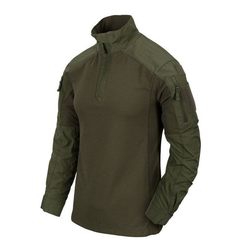 Kokybiška taktinio stiliaus džemperis Helikon MCDU Combat Shirt, žalios spalvos