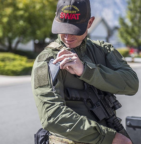 Kokybiška taktinio stiliaus džemperis Helikon MCDU Combat Shirt, žalios spalvos