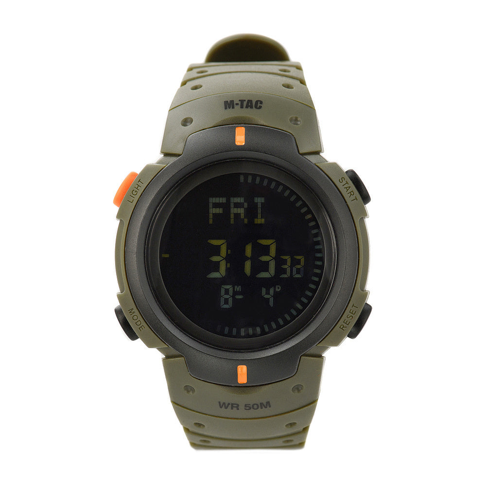 Multifunkcinis taktinis laikrodis M-Tac Tactical Watch 40145, su kompasu, žalios spalvos