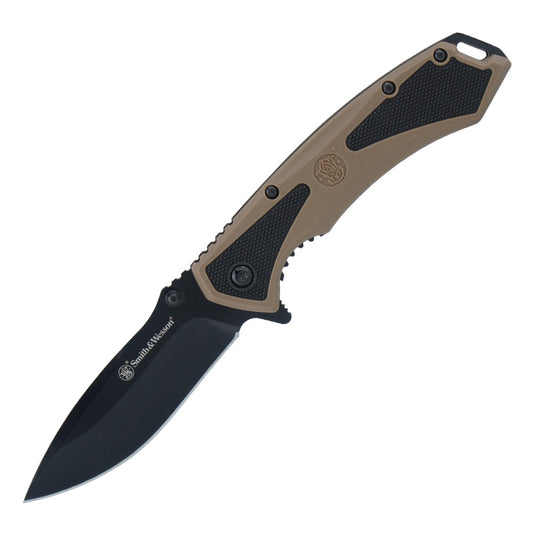 Sulankstomas taktinis peilis Smith & Wesson Extreme Ops Drop Point, tan spalvos, 44489