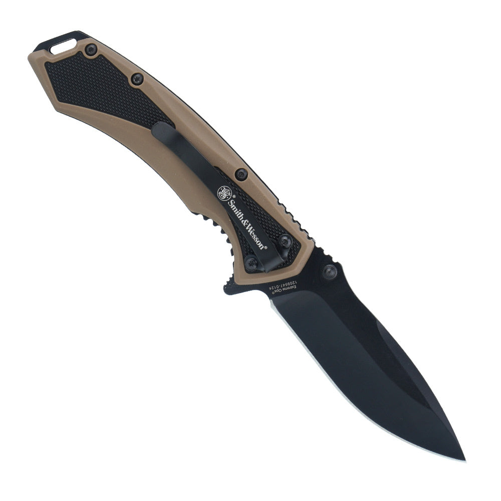 Sulankstomas taktinis peilis Smith & Wesson Extreme Ops Drop Point, tan spalvos, 44489