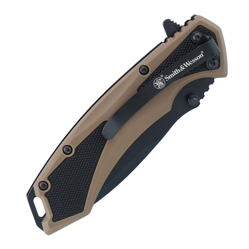 Sulankstomas taktinis peilis Smith & Wesson Extreme Ops Drop Point, tan spalvos, 44489